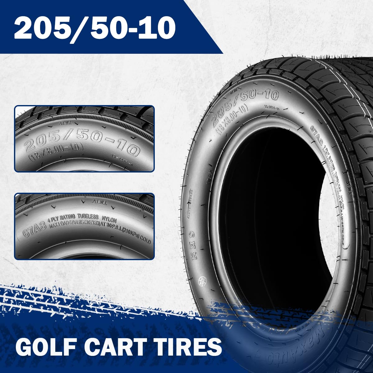 Amazon | MaxAuto 205/50-10 ゴルフカートタイヤ 205/50/10 205-50-10